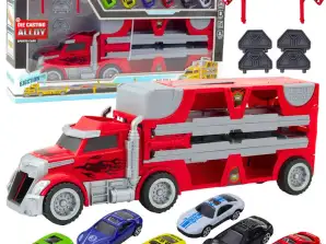 Ensemble de camions dépliables avec piste de course 6 voitures