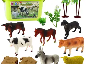 Set of Figurines Animals Farm Plants Trees Trunk 57el