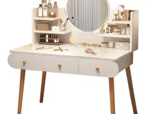 Kosmetik-Schminktisch mit Spiegel, drei Schubladen weiß 100x40x120cm