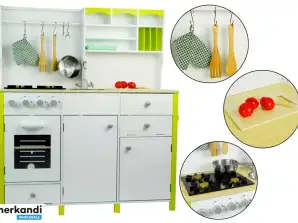 Cucina per bambini in legno Elementi apribili Paula verde e bianco