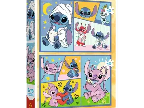 Puzzle 2x70 Non ci si annoia con Stitch Disney Lilo e Stitch Trefl 34444