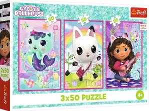 Puzzle 3x50 Triff Gabby und die Kätzchen Gabbys Puppenhaus Trefl 34876