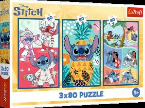 Puzzle 3x80 Stitch's Welt der Keulen 34885