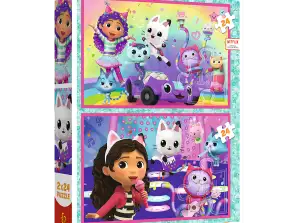 Puzzle 2x24 Fun mit Gabby Universal Gabbys Puppenhaus Trefl 34433