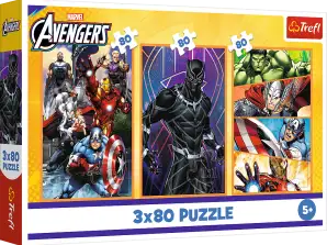 Palapeli 3x80 Toiminnantäyteiset päivät Disney Marvel Avengers-klubit 34883