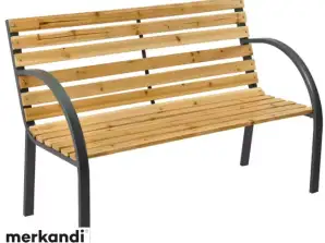 NEL 26569 GARDEN BENCH WOODEN METAL CEMETERY PARK BENCH WITH BACKREST