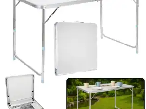 Camping Camping Mesa Dobrável Alumínio Ajustável Branco 120x60cm