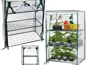 Mini serra da giardino da balcone 3 ripiani in metallo Foglio di PVC 46 x 24 x 80 cm
