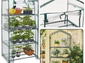 Mini Serra Giardino Balcone 4 Ripiani in Metallo Foglio PVC 69 x 49 x 157cm