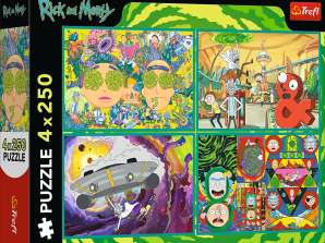Puzzle 4x250 El loco mundo de Rick y Morty Warner Rick y Morty Trefl 13338