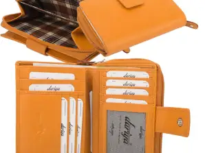 RFID Protection Damenbörse mit RV Münzfach, 13 Kartenfächer - Rind Nappa Leder - orange