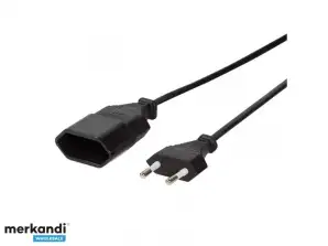LogiLink Netzkabelverlängerung Eurostecker auf buchse 1m schwarz CP122