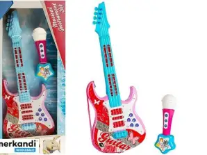 Gitara Elektryczna Mikrofon Struny Zabawka Róż