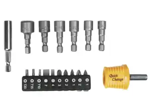 Schraubendreherbits und Aufsätze mit Halter. Set 18 Teile.