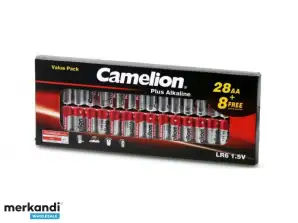 Camelion batteri pluss alkalisk LR6 Mignon AA (28 + 8 stk.)