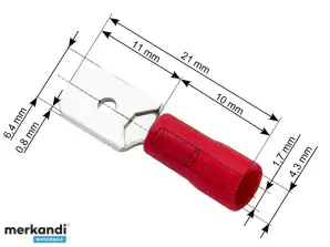 43 032# Isolierter Flachstecker 6,3/0,8 rot