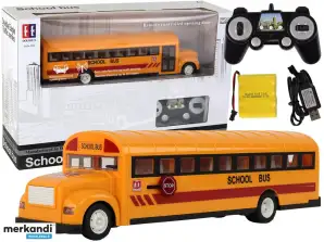 Ônibus escolar amarelo com controle remoto R/C que abre portas