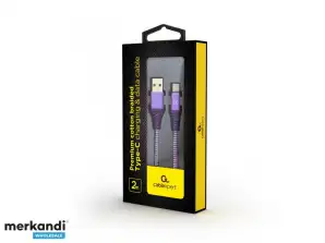 Gembird 2m USB A USB C USB 2.0 480 Mbit/s violetinė/balta CC-USB2B-AMCM-2M-PW