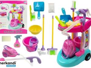 Trolley schoonmaakset roze stofzuiger