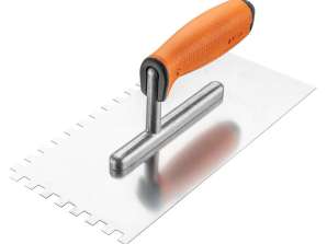 Lijmspaan met tanden. 270 x 128 mm. tand 8 x 8 x 8 mm. twee-materialen handvat