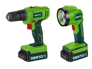 Perceuse-visseuse sans fil 2 x 20V Li Ion/1.5Ah mallette Lampe de poche