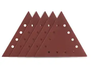 Schuurpapier K80 met klittenband, driehoekig met 12 gaten. 5 stuks voor schuurmachine 59G264