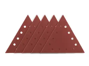 Slipemateriale med borrelås K180. trekantet med 12 hull. 5 stk til slipemaskin 59G264