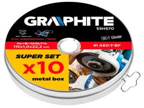 Metalui pjovimo diskas 115 x 1.0 x 22.2 mm. 41 A60 T BF. INOX. 10 vnt.