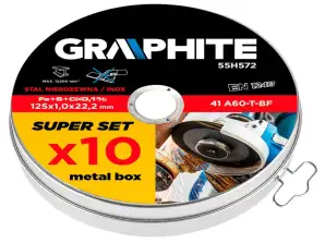 Metāla griešanas disks 125 x 1.0 x 22.2 mm. 41 A60 T BF. INOX. 10 gab.