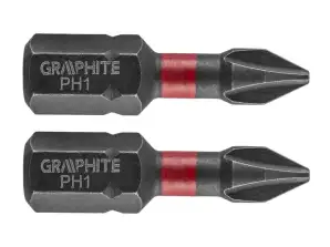 Impact bits PH1 x 25 mm. 2 stuks.