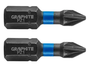Impact bits PZ1 x 25 mm. 2 stuks.