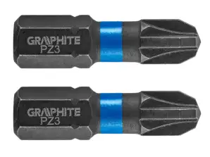 Impact bits PZ3 x 25 mm. 2 stuks.