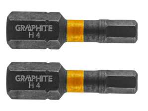 Impact bits HEX4 x 25 mm. 2 stuks.
