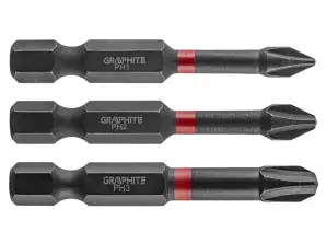 Impact bits PH1/2/3 x 50 mm. 3 stuks.
