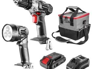 Kit d'outils sans fil : perceuse-visseuse, lampe de poche, sac, batterie Energy+ 18V, Li-Ion 2.0Ah, chargeur