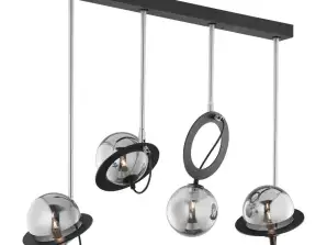 Max. 4x12W. métal. noir/nickel. abat-jour en verre