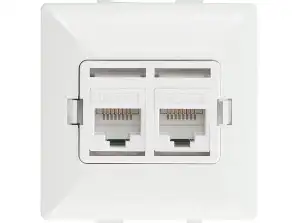 Gniazdo 2xRJ45 Cat5 Pearl. RJ45 5CAT/P2. fehér