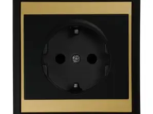 Tekli priz p/t 2P Z. Schuko Luna. 16A. 250V. PT 17L. siyah/altın