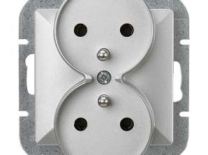Çift p/t soketi 2x2P Z İnci. 16A. 250V'dir. PT 6 P. gümüş