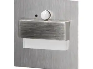 TRACO LED 1.5W. recessed stair light. 12VDC. 30lm. 6000K. satin. motion and dusk sensor