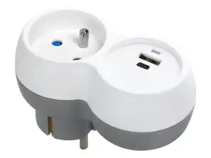 Fordeler 2P Z. USB A C. hvit-grå