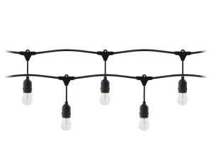 Belysningskrans 1 ledning 10 m 10 armaturer 10 LED-pærer 1W E27. 3000K 1 pære gratis