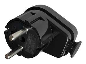 Uni Schuko 16A vinklet plugg. 230V. svart. 24 stk