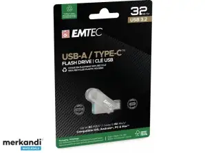 Emtec USB muistitikku 32GB D280 Dual USB A & USB C 3.2