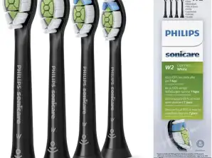 Philips Sonicare W2 Optimal White Testine per spazzolino elettrico sonico per denti più bianchi, in nero, confezione da 4, nero