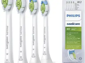 Philips Sonicare W2 Optimal White Testine per spazzolino elettrico sonico per denti più bianchi, in bianco, confezione da 4, bianco