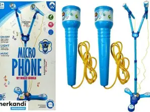Microphones Karaoké Set pour enfants Bleu Support de batterie