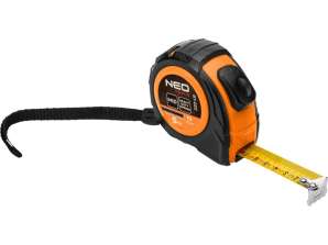 Lineal aus gewalztem Stahl 5 m x 19 mm. Automatische Verriegelung. zwei Stopp-Tasten