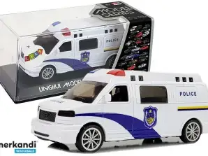 Policijas automašīna ar spriedzi ar gaismu un skaņu
