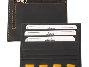 Flacher Kartenhalter für 3 Karten mit Münzfach schwarz/gelb